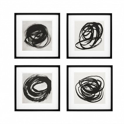 Настенный декор EICHHOLTZ Prints Black & White Collection I set of 4 арт 110126: фото 1