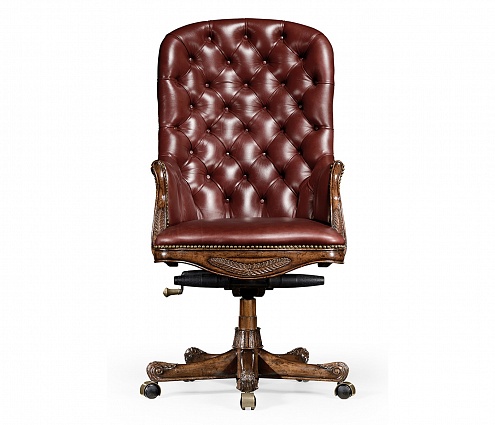 Офисное кресло Jonathan Charles Chesterfield Style High Back Mahogany Office Chair арт 494396-MAH-L016: фото 3