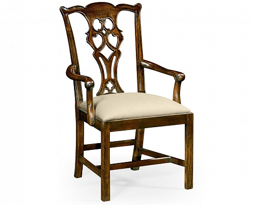 Полукресло Jonathan Charles Chippendale Style Classic Walnut Arm Chair арт 493330-AC-WAL-F001: фото 1