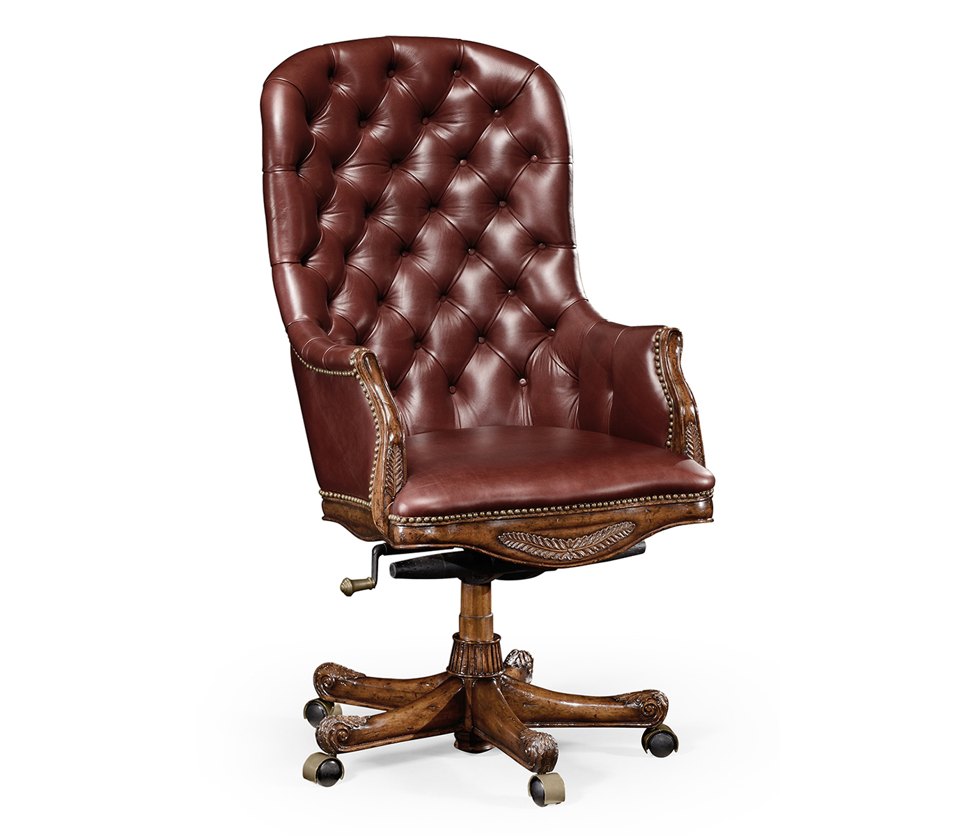 Офисное кресло Jonathan Charles 494396-MAH-L016 Chesterfield Style High  Back Mahogany Office Chair — купить в Москве и СПб