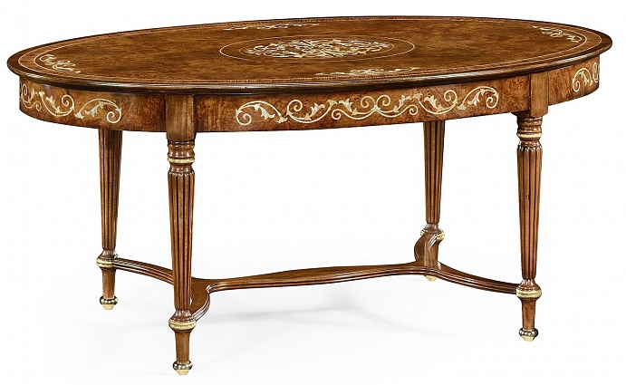 Коктейльный стол Jonathan Charles Burl & Mother of Pearl Oval Coffee Table арт 499327-BRW: фото 1